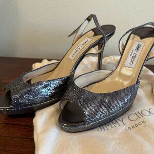 Women's Jimmy Choo silver high heeled shoes